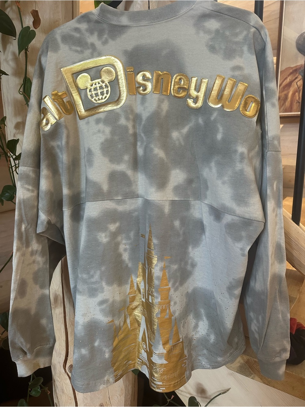 Disney World Cinderella Castlte Gold Logo Tie-Dye Crewneck Long sleeve